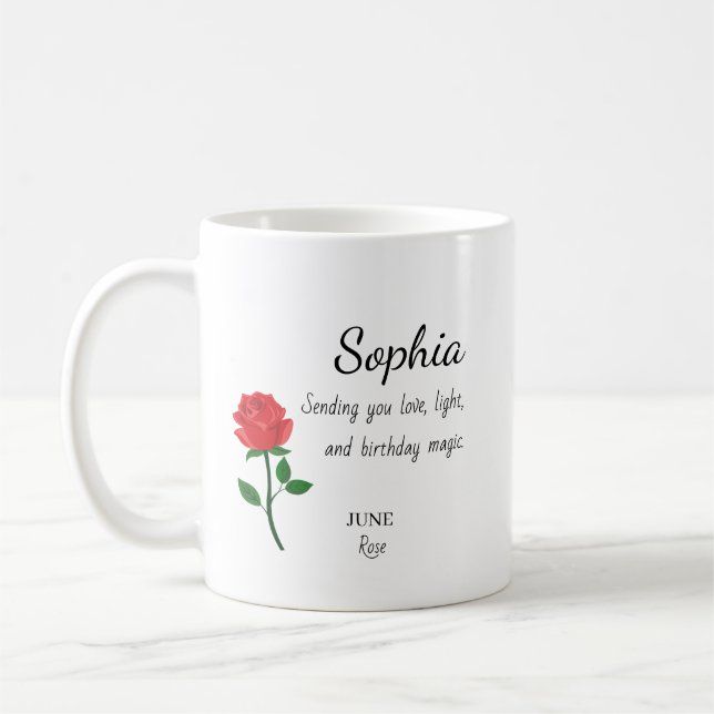 Personlig födelsedag i juni Rose Kaffemugg (Vänster)