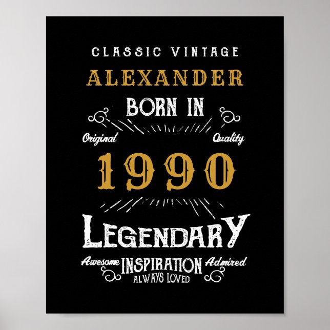 Personlig födelsedag Lägg till ditt namn 1990 Förk Poster (Framsidan)