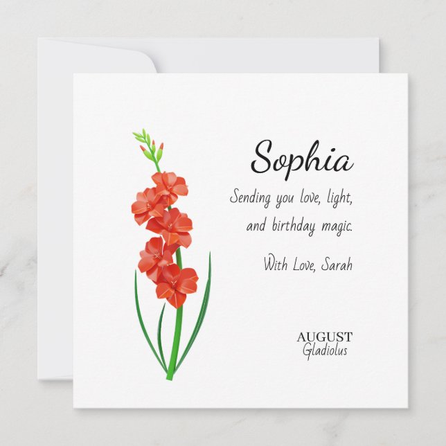 Personlig födelsedag med Augusti Gladiolus Kort (Framsida)