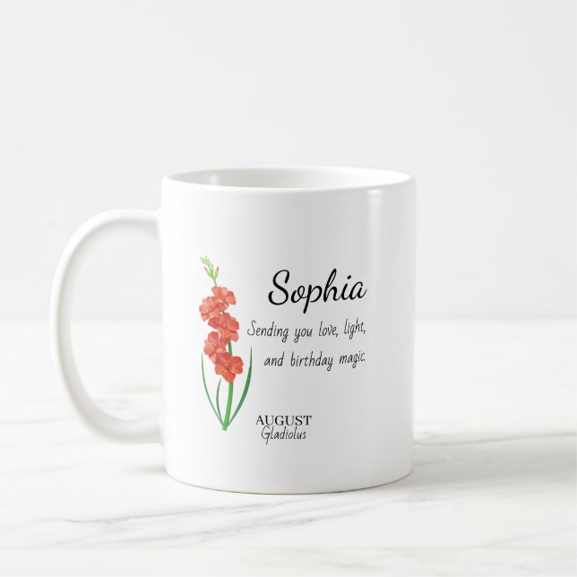 Personlig födelsedag med augustiglodis kaffemugg (Vänster)