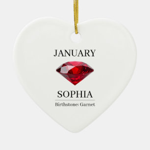 Personlig födelsedag med Januari Garnet Julgransprydnad Keramik