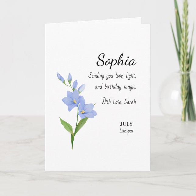 Personlig födelsedag med Juli Larkspur Kort (Framsida)