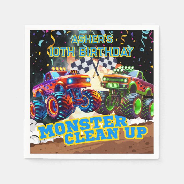 Personlig Födelsedag Monster Lastbil Showdown Pappersservett (Framsidan)