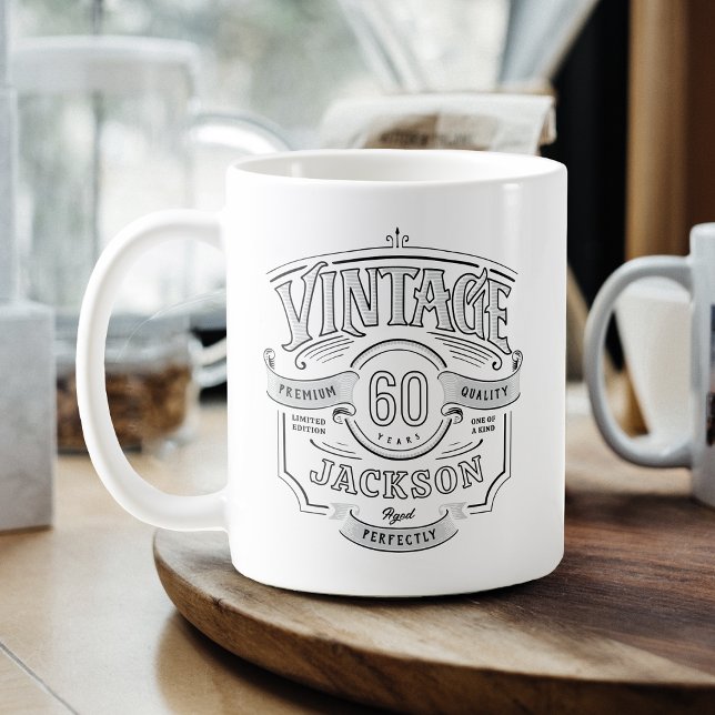 Personlig Födelsedag som åldrats till perfektion Kaffemugg (Personalized Vintage Aged To Perfection Birthday Coffee Mug)