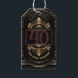 Personlig födelsedag Vintage svart guld Burgunder Presentetikett<br><div class="desc">En tillbakablick design för alla åldrar. Helt anpassningsbar etikettmall för alla åldrar,  redigera bara år och ålder.</div>