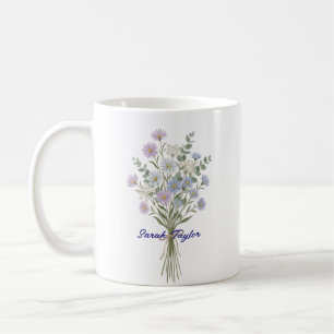 Personlig Födelsedagsblomma Aster Anpassad Kaffemugg