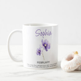 Personlig födelsedagsblomma för februari kaffemugg