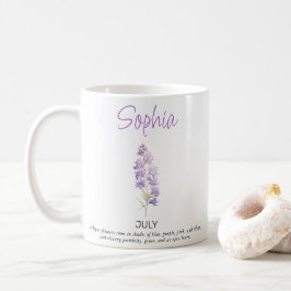 Personlig födelsedagsblomma för juli kaffemugg