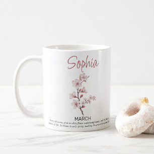 Personlig födelsedagsblomma för mars kaffemugg