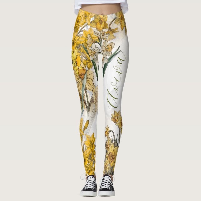 Personlig födelsedagsblomma för mars - Narciss Leggings (Framsida)