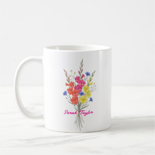 Personlig Födelsedagsblomma Gladiolus Anpassad Kaffemugg