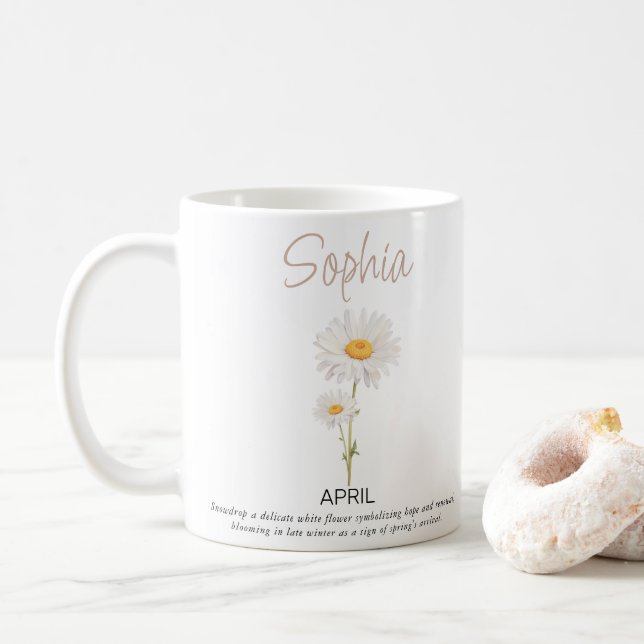 Personlig födelsedagsblomma i april kaffemugg (Med munk)