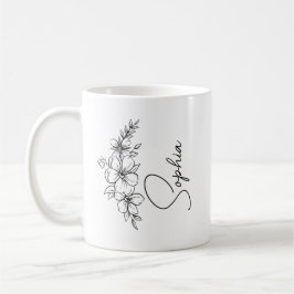 Personlig födelsedagsblomma kaffekopp med namn/ Pe