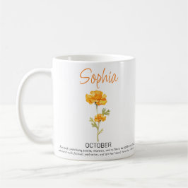 Personlig födelsedagsblomma kaffemugg Oktober