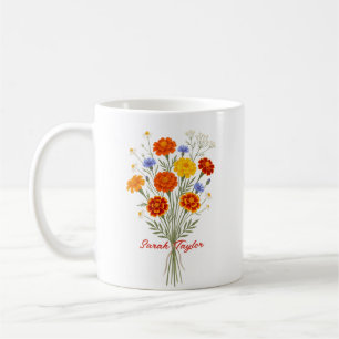 Personlig Födelsedagsblomma Sammetstagging Anpassa Kaffemugg