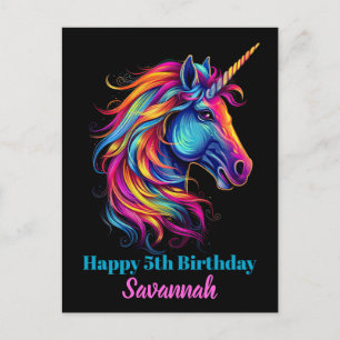 Personlig Födelsedagsfest Enhörning Fantasi Vykort