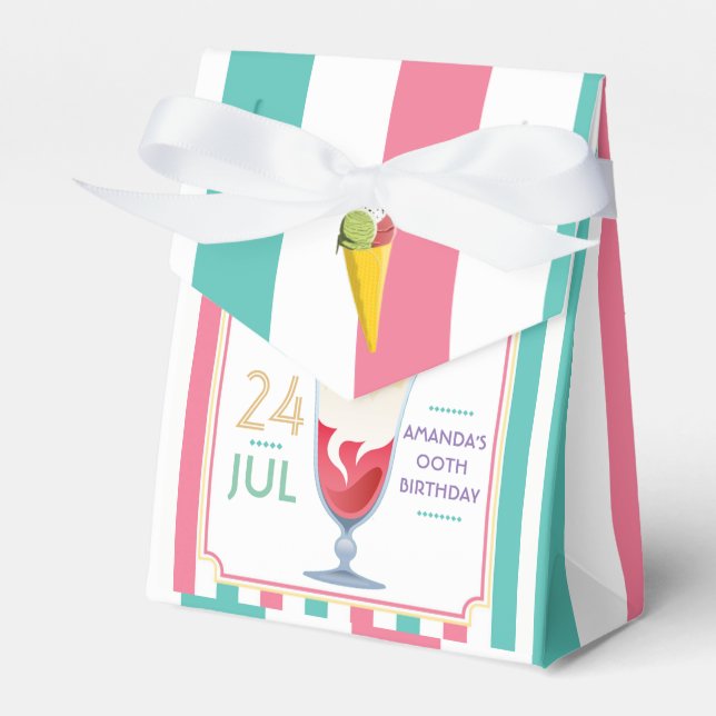 Personlig födelsedagsfest med glass presentaskar (Framsidan Sidan)