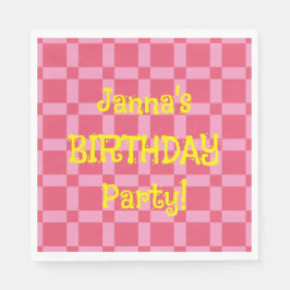 Personlig Födelsedagsfest Rosa Kontrollerad Mönste Pappersservett