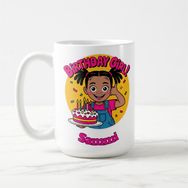 Personlig födelsedagsflicka  kaffemugg (Vänster)