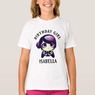 Personlig Födelsedagsflicka Spelande Anime Flicka  T Shirt