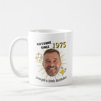 Personlig födelsedagsfoto, namn & år kaffemugg