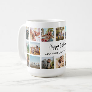 Personlig födelsedagsfotocollage-mugg kaffemugg