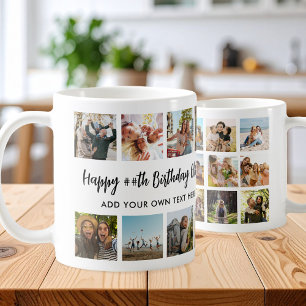 Personlig födelsedagsfotocollage-mugg kaffemugg