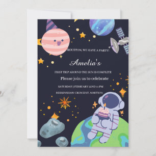 Personlig födelsedagsinbjudan för planetfest inbjudningar