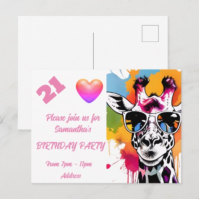 Personlig födelsedagsinbjudan med foto på vykort (Fram/baksida)