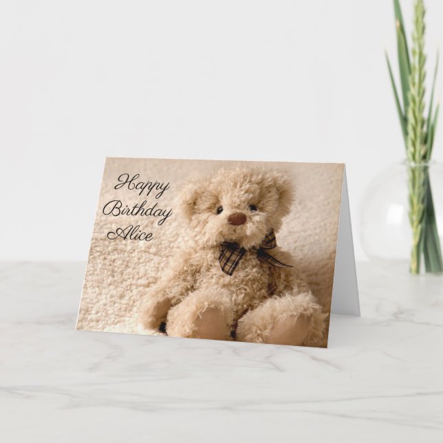 Personlig födelsedagskort - Fluffy Teddy Kort (Framsida)