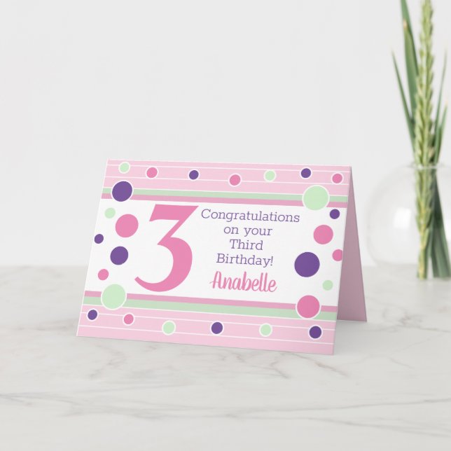 Personlig födelsedagskort för 3-årsdag! kort (Framsida)