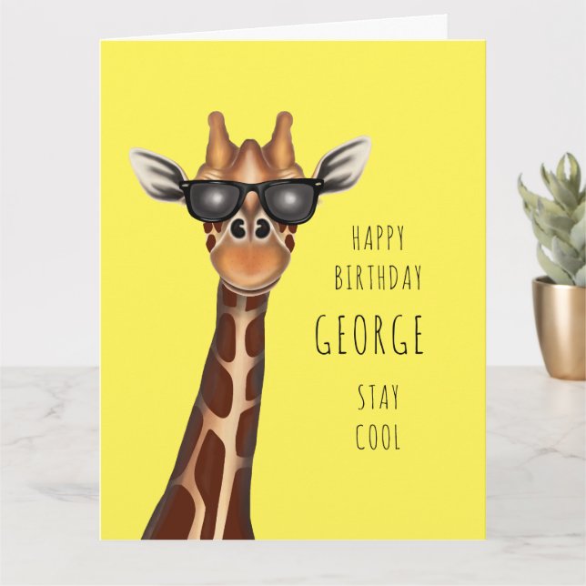 Personlig födelsedagskort - Giraffe för "Stanna Co Kort (Liten växt)