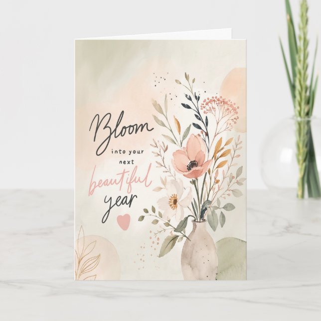 Personlig födelsedagskort med blommor – Blommar Kort (Framsida)