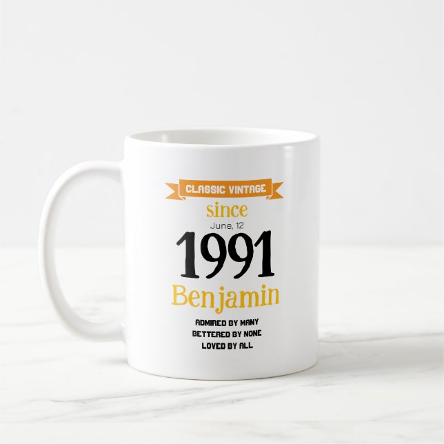Personlig födelsedagspresent kaffemugg (Vänster)