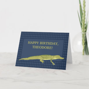 Personlig födelsedagspresent med grön alligator-gr kort