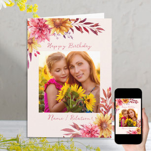 Personlig födelsedagspresent med höstblommor och f kort