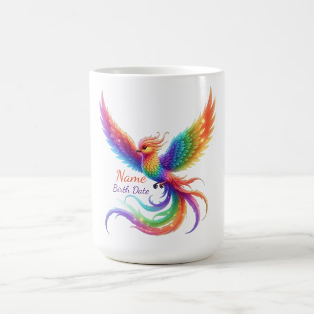 Personlig Födelsedagspresent med Namn och Fenix i  Kaffemugg (Center)