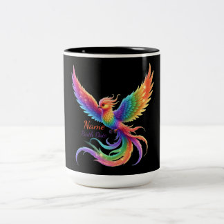 Personlig Födelsedagspresent med Namn och Fenix i  Två-Tonad Mugg