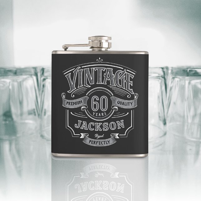 Personlig födelsedagspresent som åldrats till perf fickplunta (Personalized Vintage Aged To Perfection Birthday Flask)