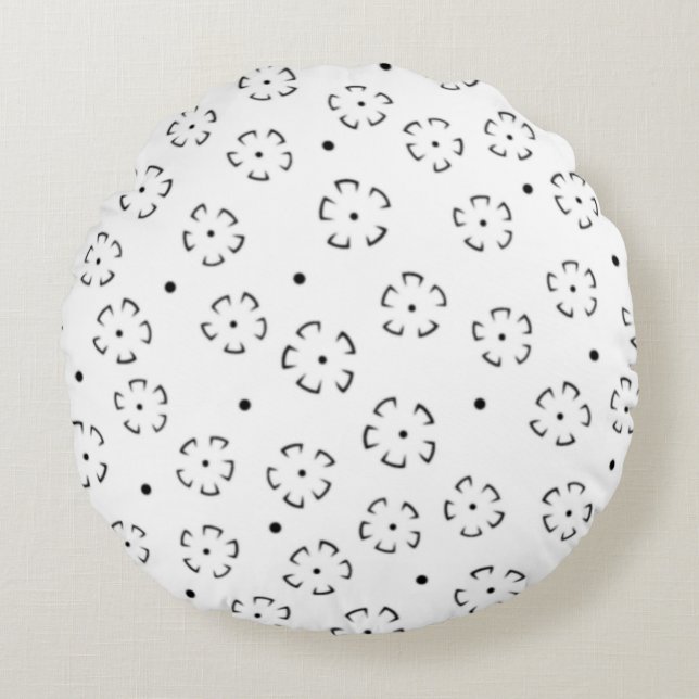 Personlig födelsedagspresentmapp med blommotiv rund kudde (Framsidan)
