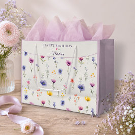 Personlig födelsedagspresentpåse med ängsblommor