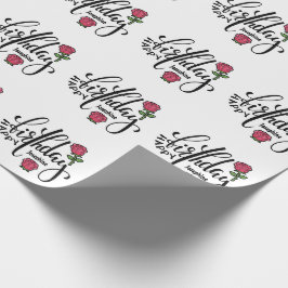 Personlig födelsedagsros i rosa färg presentpapper
