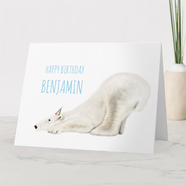 Personlig - födelsekort - Uppspelande Polar Bear Kort (Framsida)