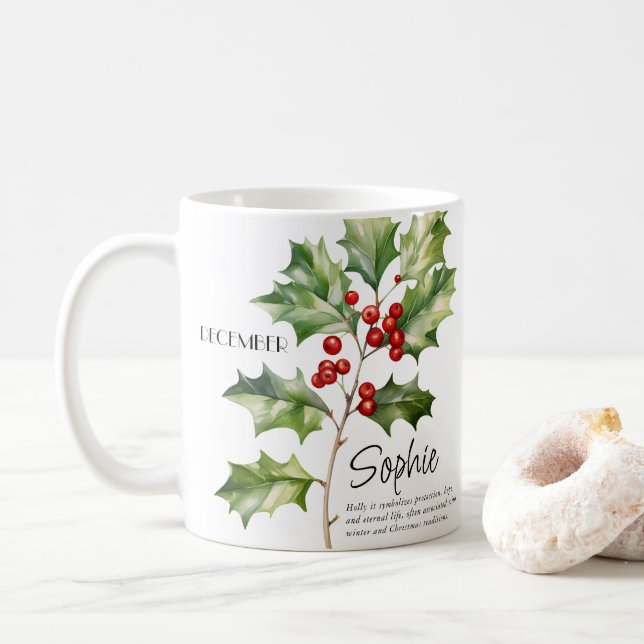 Personlig födelsemånad December Blomma Kaffemugg (Med munk)