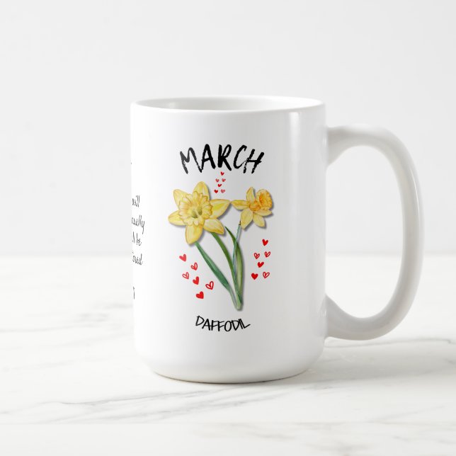 Personlig Födelsemånad Flower MARCH Daffodil Kaffemugg (Höger)