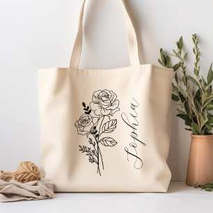 Personlig födelsemånadsblomma juni tygkasse