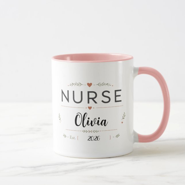 Personlig födelsemblomma för sjuksköterska kaffemu mugg (Höger)