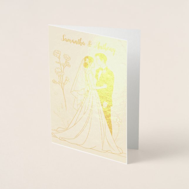 Personlig Foil Bröllop Card Folierat Kort (Framsida)