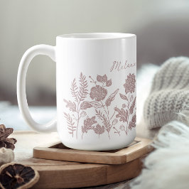 Personlig Foliage Autumn Flowers Rosa Kaffemugg