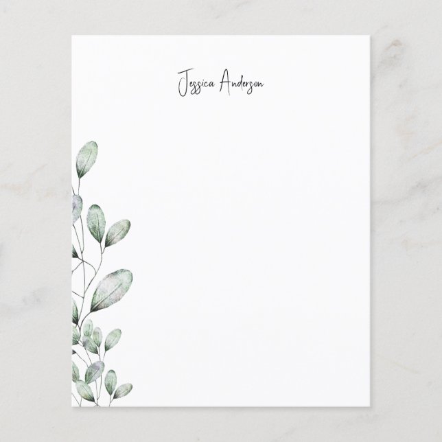 Personlig Foliage Modern Font Namn Stationery (Framsida)
